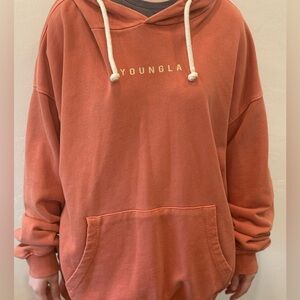 Young LA Hoodie. Orangish/Pink (Salmon) Men’s large. Cozy!